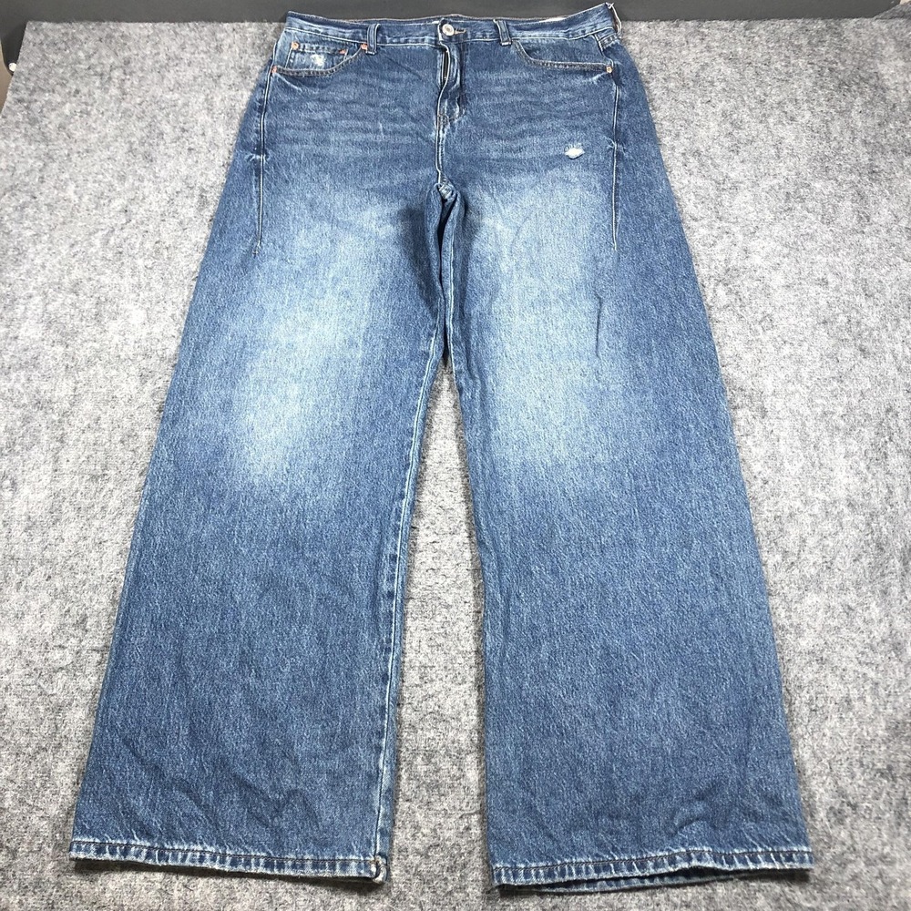PacSun Extreme Baggy Jeans Mens 36x32 Blue Medium Wash Wide Leg Denim Casual